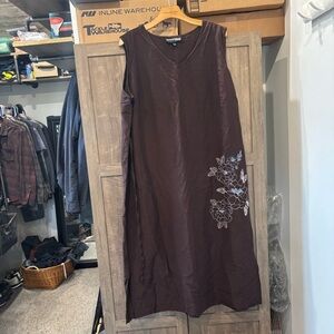 Norton McNaughton Woman 3X Linen Blend MIDI maxi dress sleeveless embroidered